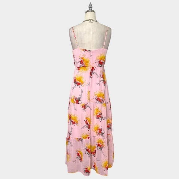 J. Crew Pink Sunburst Bouquet Tiered Maxi Dress Sundress 0 XS - Picture 6 of 11